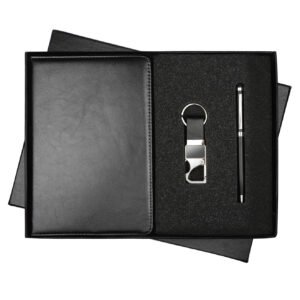 Soft Black Notebook Pen Keychain Set NPK-01