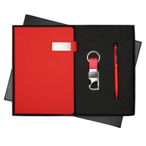 Red Top Flap Notebook Pen Keychain Set NPK-08