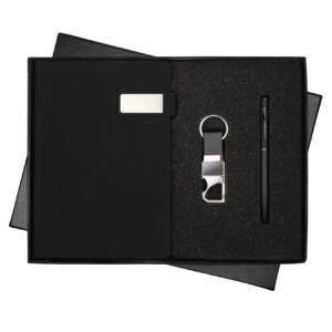 Black Top Flap Notebook Pen Keychain Set NPK-09