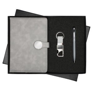 Grey Flap Notebook Pen Keychain Set NPK-11