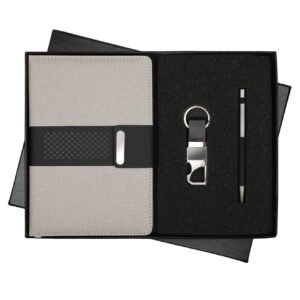 Grey Flap Notebook Pen Keychain Set NPK-15