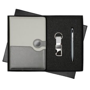 Grey Right Flap Notebook Pen Keychain Set NPK-19