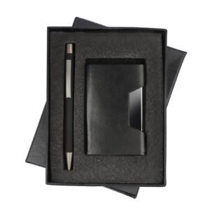 Sleek Gunmetal Pen Card Holder Set PC-09