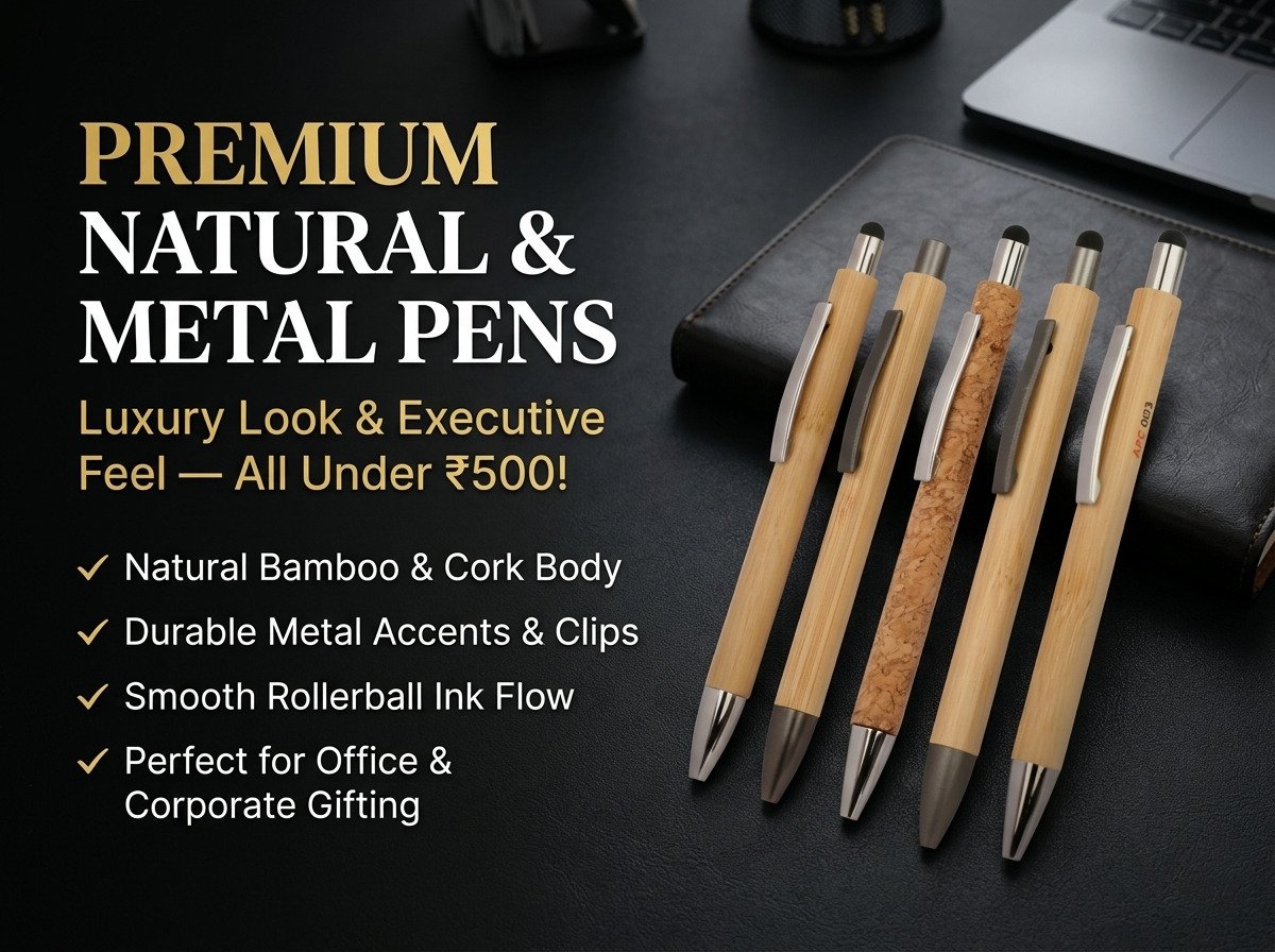 Matte finish metal pen under ₹500 with sleek black premium design
